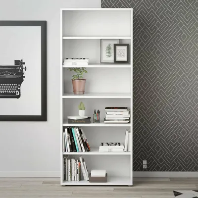 Image de Bibliothèque - Blanc - 89 x 221 cm - avec 6 compartiments