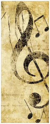 Produktbild von Wallario Premium Glasbild, freischwebende Optik, kräftige Farben, Größe 80 x 32 cm Motiv Musik als Leidenschaft  Notenschlüssel in braun