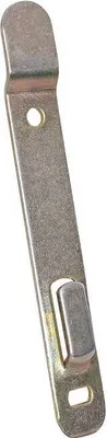 A metal bracket for a fire extinguisher.