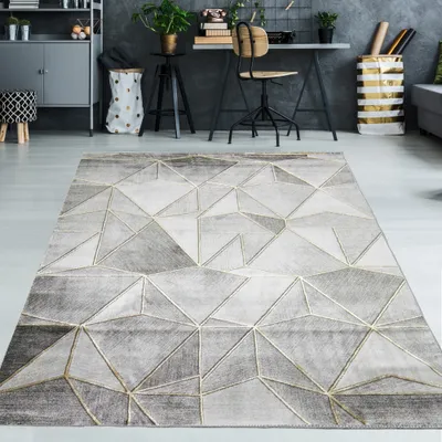 Obrázok produktu pre Dizajnový koberec so vzorom v šedo-zlatej farbe, rozmery – 60 x 110 cm