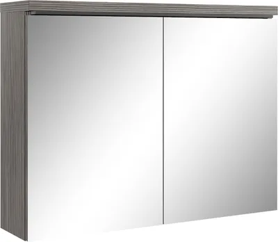 Produktbild von Badplaats Spiegelschrank Paso 80 x 60 cm Grau Eiche - Badezimmerschrank mit Spiegel und 2 Türen