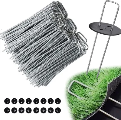 Produktbild von Rasenanker 100 Stück, Verzinkter Edelstahl, Für Garten, Camping, Unkrautvlies