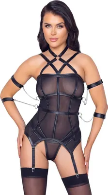 Produktbild von Cottelli BONDAGE Strapshemd inkl. String & 4 Fesseln