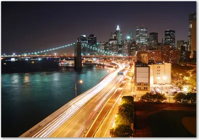 Produktbild von Tulup® Glas-Bild - 100 x 70 - Wandbild aus Glas - Wandkunst - Wandbild hinter gehärtetem Sicherheitsglas - Sehenswürdigkeiten & Architektur - New York bei Nacht - Gelb