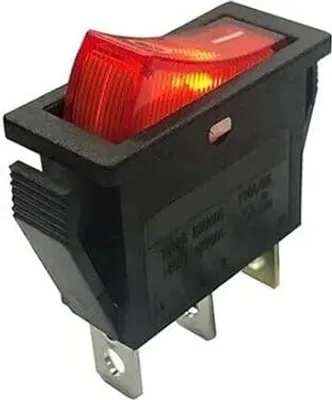 Produktbild von 12V 16A 3 Pin Kippschalter Auto KFZ Wippschalter Rot Beleuchtet EIN/AUS, Mit Schnapsrahmenbefestigung Rahmenmaße: 32 x 14 mm