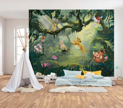 Zdjęcie produktu dla Komar fototapeta flizelinowa - Król Lew Hakuna Matata - Rozmiar: 350 x 280 cm (szerokość x wysokość) - 7 paneli, pokój dziecięcy, tapeta