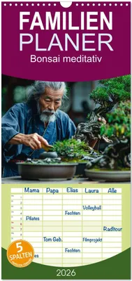 Produktbild von Familienplaner 2026 - Bonsai meditativ mit 5 Spalten (Wandkalender, 21 x 45 cm) CALVENDO