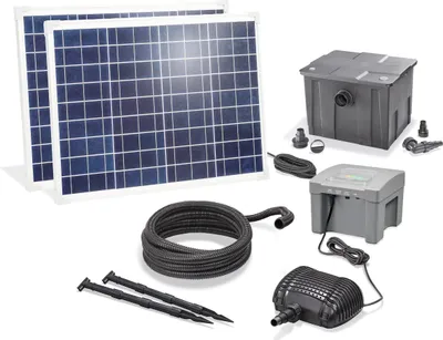 Produktbild von esotec Solar Premium Teichfilter Komplett-Set 100/4200 mit LIFEPO4 Akku 101092
