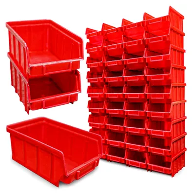 Produktbild von 20 Stapelboxen Rot Größe 2 Werkstatt Garage Sichtlagerboxen 175x103x76mm