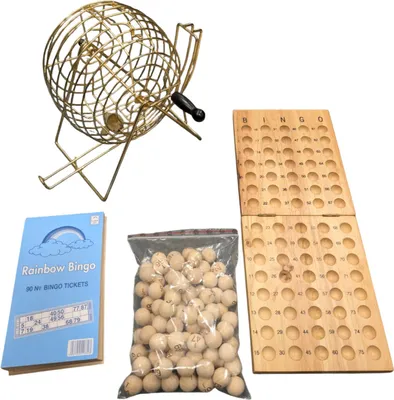 Produktbild von HOT Games Lotto-Bingo-Mühle.24/18cm Metall 90 Kugel + Brett