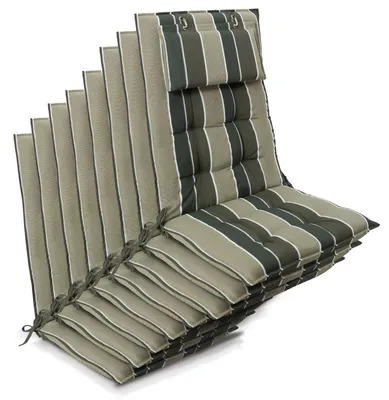 Produktbild von Beautissu 8er Set Sun-HL Hochlehner Auflage 120x50x8cm Grün-Gestreift