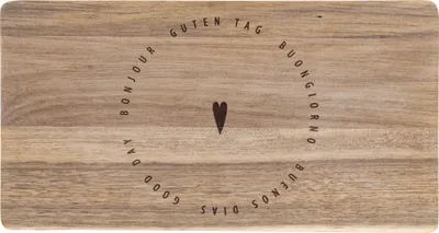Produktbild von Räder Guten Appetit Brettchen Herz mehrprachig 26,5x14cm