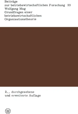 Produktbild von Grundfragen einer betriebswirtschaftlichen Organisationstheorie