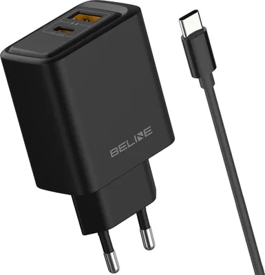 Image de Beline 45W 1xUSB-C + 1xUSB GaN PD 3.0 QC 3.0 chargeur secteur + câble USB-C/USB-C - noir