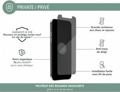 Produktbild von Force Glass, Organische Folie Privacy Apple iPhone 12 mini, Schwarz transparent