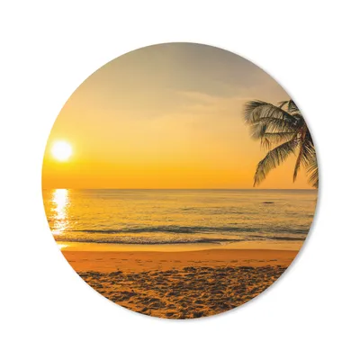 Produktbild von MuchoWow® Mauspad Mousepad Palme - Strand - Sonnenuntergang - Meer 50x50 cm - Mousepads - Maus Mat - Pad - Mausunterlage - Vinyl