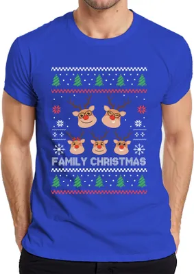 Produktbild von Family Christmas Ugly Sweater Familie - Weihnachten Weihnachtsgeschenk Christmas Herren T-Shirt, Blau, L