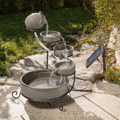 Produktbild von esotec Solar Kaskadenbrunnen Firenze aus Keramik, grau, outdoor 101306