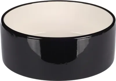 Produktbild von Flamingo Hundenapf Keramik rund 400ml schwarz & weiß spülmaschinenfest