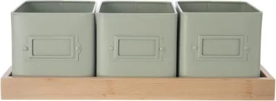 Obrázok produktu pre ORION Greenish Kvetináč Na Bylinky 115 X 115 cm + Podtáček Kov/Bambus 310629