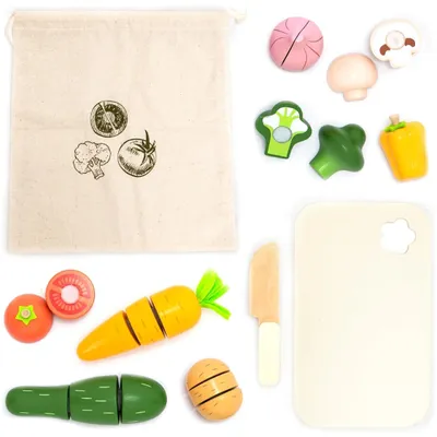Image de Omgoods - Ensemble de découpe de légumes en bois pour enfants