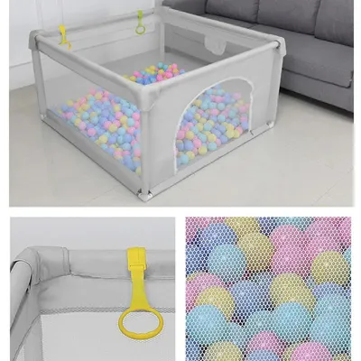 Produktbild von Kinder Laufstall - Baby Laufgitter - Spielzaun mit Schaumstoffpolsterung - Sicherheitsgitter indoor - Metallrahmen - 150 x 180 cm