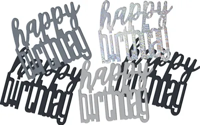 Produktbild von Konfetti schwarz & silber Happy Birthday
