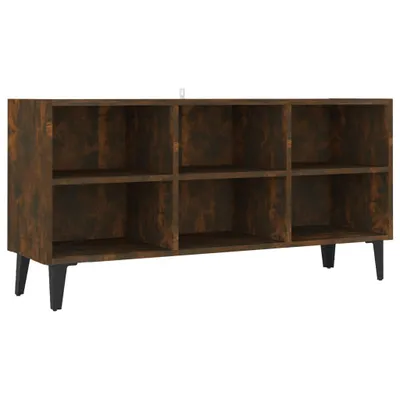 Zdjęcie produktu dla vidaXL Szafka pod TV z metalowymi nogami dąb wędzony 103,5x30x50 cm