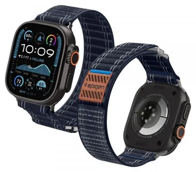 Image de Spigen WBF0, Bracelet, Smartwatch, Bleu marine, Apple, Apple Watch (44/45mm), Apple Watch 10/11 (46mm), Apple Watch Ultra (49mm), Nylon