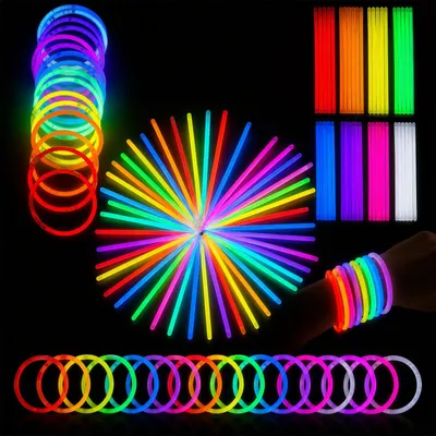 Leuchtarmbänder, 100 Stück, 8 Farben, 20 cm, mit Verbindern