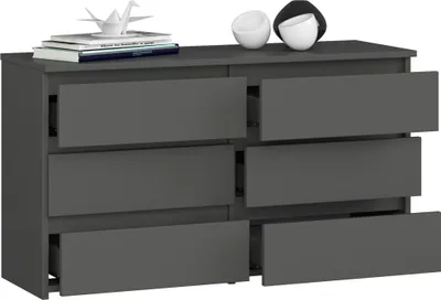 Image de BDW, Commode, 6 tiroirs, 100x57, Armoire, Sideboard, Gris