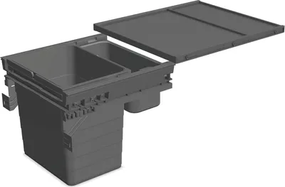 Produktbild von Ninka Mülltrennsystem Set eins2fünf - Einbaumülleimer 1 Fach mit Ablageschale für KB 450/NL 400, grau