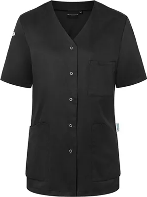 Produktbild von KARLOWSKY Damen Kasack ESSENTIAL Kurzarm V-Neck Modern-Fit Schwarz 46