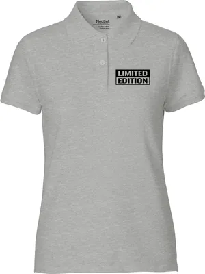 Produktbild von Huuraa Damen Polo Shirt Limited Edition Schriftzug S Sport Grey Bio Baumwolle Fairtrade Poloshirt Geschenkidee