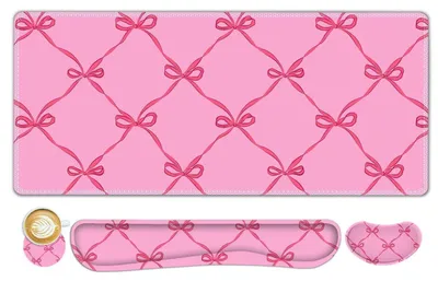 Image de Grand tapis de souris avec repose-poignet, ensemble de 4 pièces, 90 x 40 cm, format XXL, couleur rose