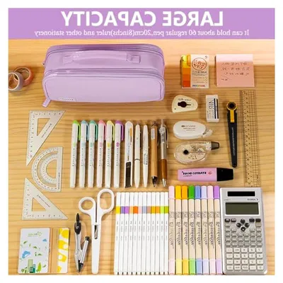 Produktbild von Lila Federmäppchen für Mädchen mit großer Kapazität und 3 Fächern