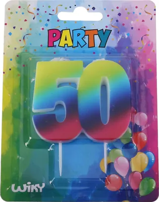 Zdjęcie produktu dla Świeczka imprezowa numer 50 Rainbow