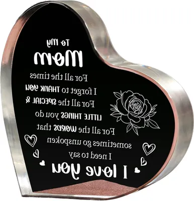 Productafbeelding van Hartvormig Acryl Aandenken 9,5 x 9,5 cm - Uniek Moederdag Cadeau