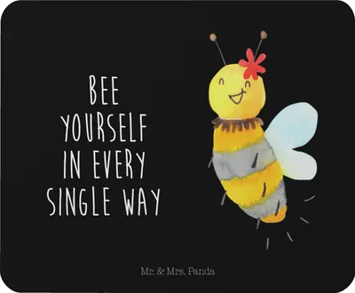Produktbild von Mr. & Mrs. Panda Mouse Pad Biene Blume - Schwarz - Geschenk, Hummel, mausteppich, pc mousepad, Mauspad, laptop