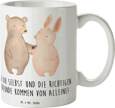 Produktbild von Mr. & Mrs. Panda Tasse Neue Freunde finden - Weiß - Geschenk, Stärke, Kaffeetasse, Freundschaftsabenteuer, Authentizität, Freundschaftsreise, Trost, Pott, Becher