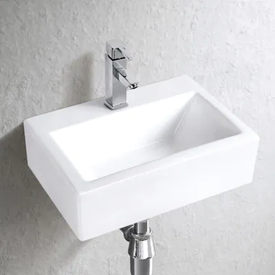 Produktbild von Gäste WC Wand Hänge oder Aufsatz Keramik Waschbecken Soho dünner Rand 43 x 30 cm
