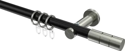 Produktbild von Interdeco Gardinenstange / Vorhangstange Schwarz / Edelstahl-Optik, Typ Platon Elanto (Rillenzylinder), 20 mm Ø 1-läufig, 540 cm