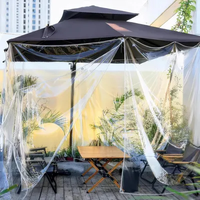 Image de Bâche en PVC - Bâche pour serre/tente - 420 g/m² - Avec œillets - Imperméable et résistante aux intempéries - 2 x 2,7 m - Transparente