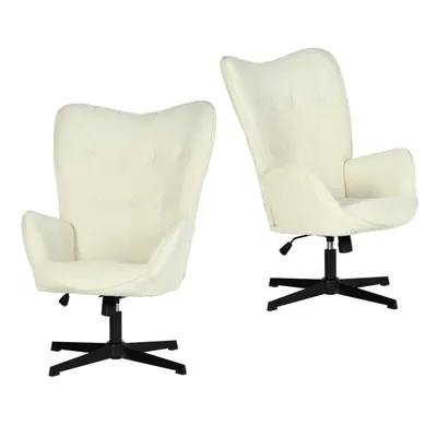 Immagine prodotto di Meubles Cosy Set da 2 sedie da ufficio girevoli e regolabili con braccioli e poltrona reclinabile in tessuto ciniglia beige – FUCHS