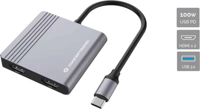 Produktbild von Conceptronic DONN13G laptop-dockingstation & portreplikator Kabelgebunden USB 3.2 Gen 1 (3.1 Gen 1) Type-C Grau