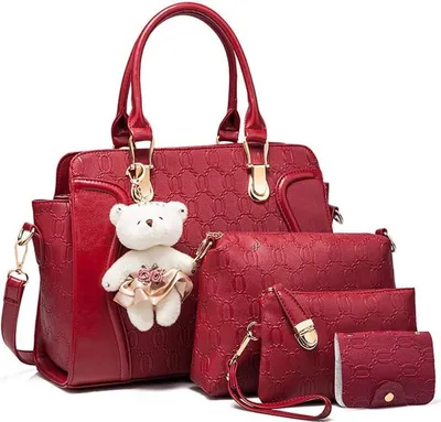 Produktbild von Pahajim Handtasche Damen Mittelgroß Elegant 4-Teilig Set Kunstleder Umhängetasche