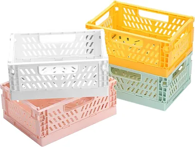 Imagen del producto de Cesta de almacenamiento plegable, juego de 4 unidades, de plástico, multifuncional, para baño y cocina