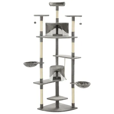 Produktbild von Katzen-Kratzbaum mit Sisal-Kratzsäulen 203 cm Grau und Weiß