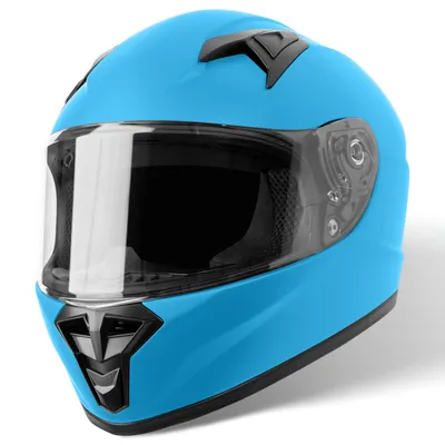 Produktbild von VINZ Parana Kinder Integralhelm / Roller Helm | Kinder Motorradhelm in Gr. YS-YXL | Integral Helm mit Visier für Motorrad | Erhältlich in verschiedenen Farben - Matt Blau | YM (49-50 cm)