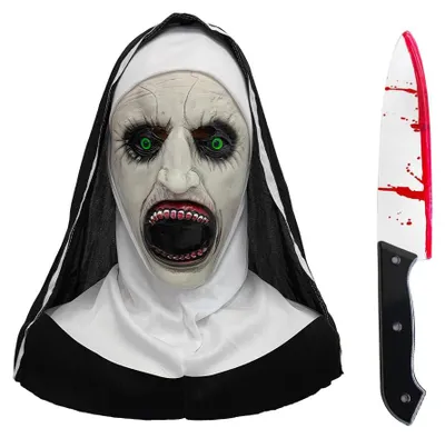 Halloween-Masken-Set mit Messer, 2-teilig, gruselig, für Kostümpartys
